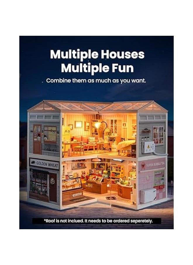 DIY Miniature Plastic House Building Set Toys Playset with LED Suitable for Mini Figures Construction Toys Diorama Kit Gifts for Teens Adults (Cozy Living Lounge)