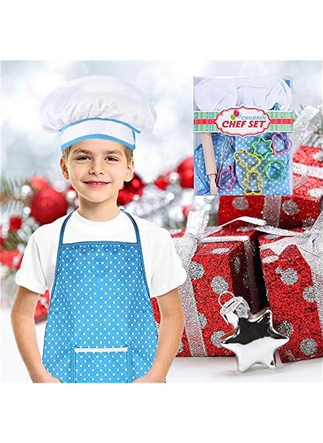 Chef Set for Kids - 13 Pcs Kids Cooking and Baking Set Includes Kids Apron, Chef Hat, Utensils, Cooking Mitt for Kids Chef Role Play Set , Gift for 3 Year Old Girls and up(Blue)