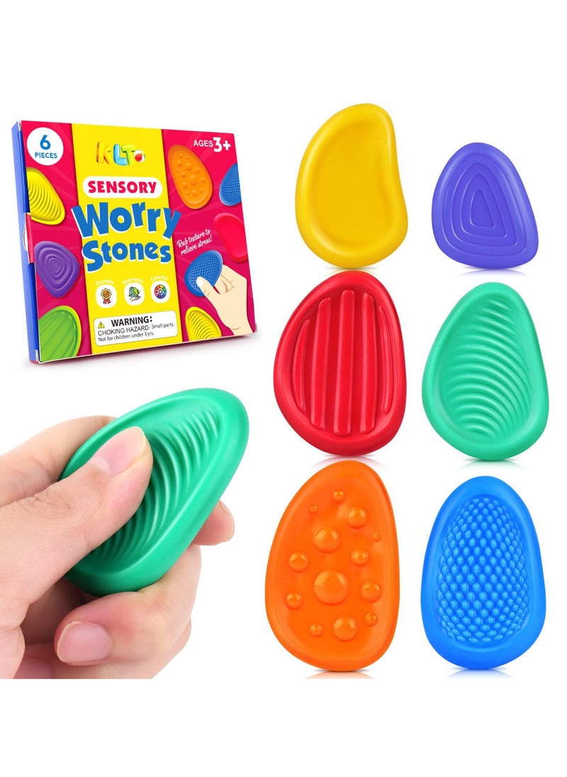 Calming Sensory Toys for Fun & Learning, Safely Designed Stress Relief Stone Toy, Soft Textured Worry Stone for Autism Kids, Baby Sensory Toys, Brightly Colored Montessori Bath Toys for Babies 3-12 Months