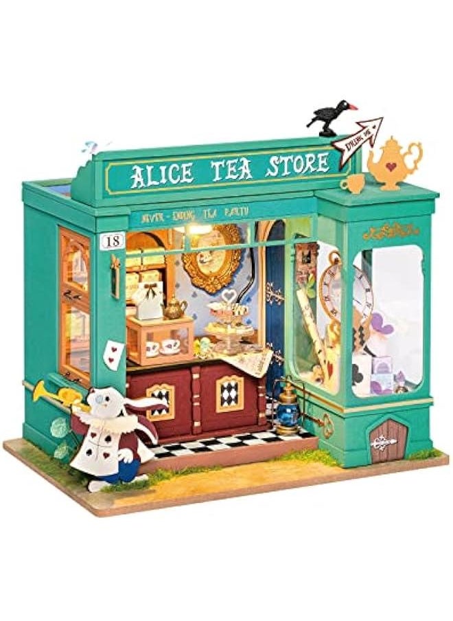 DIY Miniature Dollhouse Room Kit - Tea Shop Diorama Kit DIY Crafts Hobbies for Women/Men Gifts for Teens Adults Home Decor