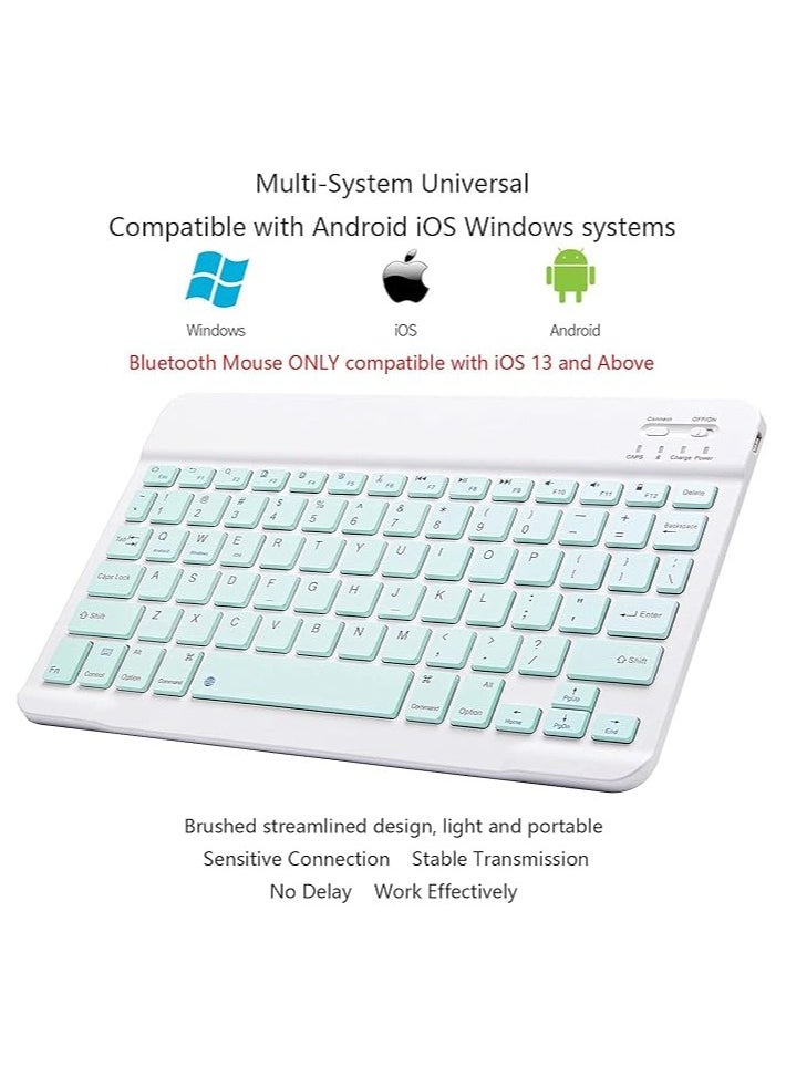 Arabic and English Bluetooth Keyboard and Mouse Combo, Ultra-Slim Portable Compact Wireless Mouse Keyboard Set for IOS Android Windows Tablet Phone iPhone iPad Pro Air Mini (Green)