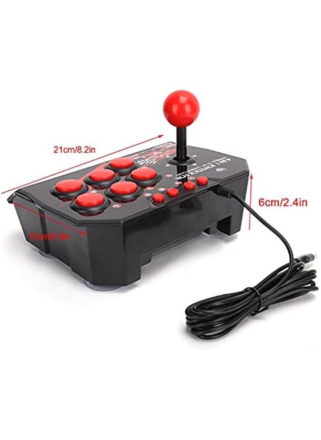 Arcade Fight Stick, 4 in 1 Wired Arcade Joystick Arcade Games Controller with Turbo Functions, Suitable for Switch/PC/PS3/Android Games