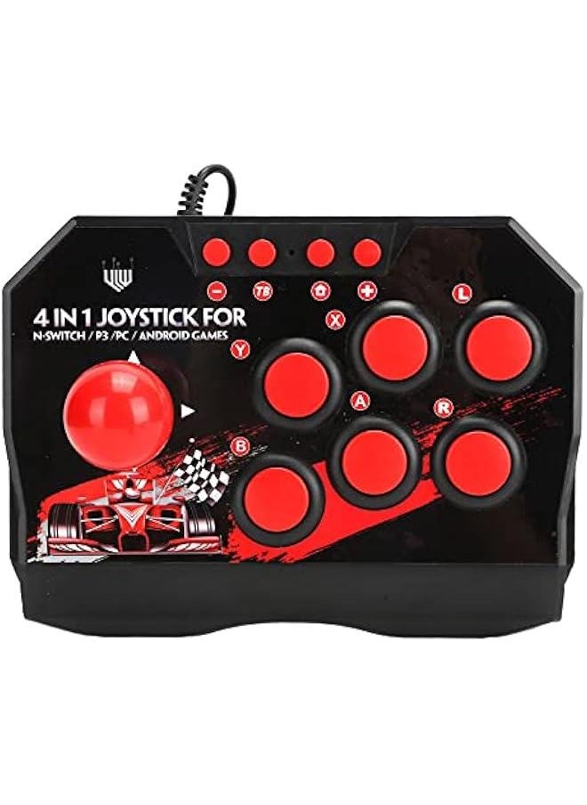 Arcade Fight Stick, 4 in 1 Wired Arcade Joystick Arcade Games Controller with Turbo Functions, Suitable for Switch/PC/PS3/Android Games