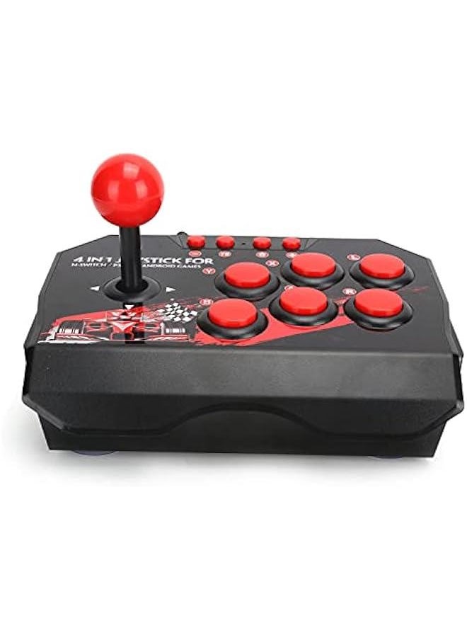 Arcade Fight Stick, 4 in 1 Wired Arcade Joystick Arcade Games Controller with Turbo Functions, Suitable for Switch/PC/PS3/Android Games