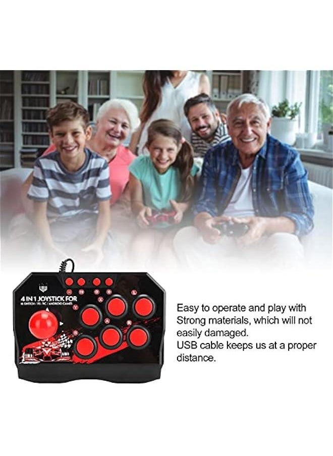 Arcade Fight Stick, 4 in 1 Wired Arcade Joystick Arcade Games Controller with Turbo Functions, Suitable for Switch/PC/PS3/Android Games