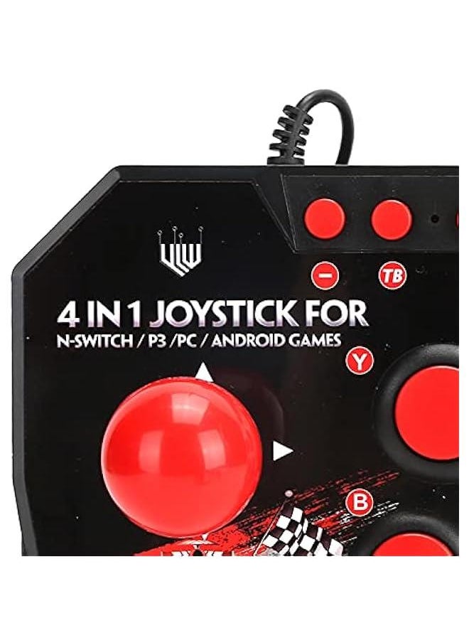 Arcade Fight Stick, 4 in 1 Wired Arcade Joystick Arcade Games Controller with Turbo Functions, Suitable for Switch/PC/PS3/Android Games