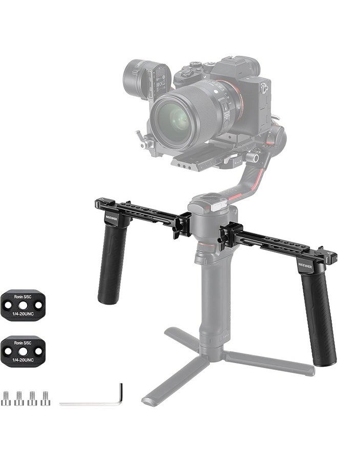 NEEWER Dual Handgrip Compatible with DJI RS4 RS4 Pro RS3 RS3 Pro RS2 RSC2 Ronin S SC Gimbal, Dual Handle Kit with 2 Mini NATO Rails, Quick Release NATO Clamps, 1/4