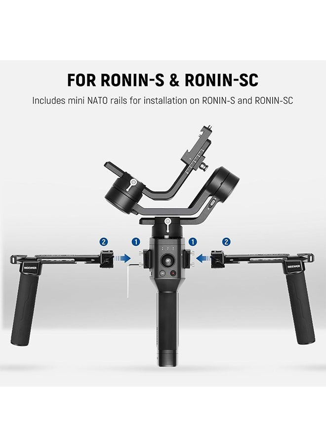 NEEWER Dual Handgrip Compatible with DJI RS4 RS4 Pro RS3 RS3 Pro RS2 RSC2 Ronin S SC Gimbal, Dual Handle Kit with 2 Mini NATO Rails, Quick Release NATO Clamps, 1/4