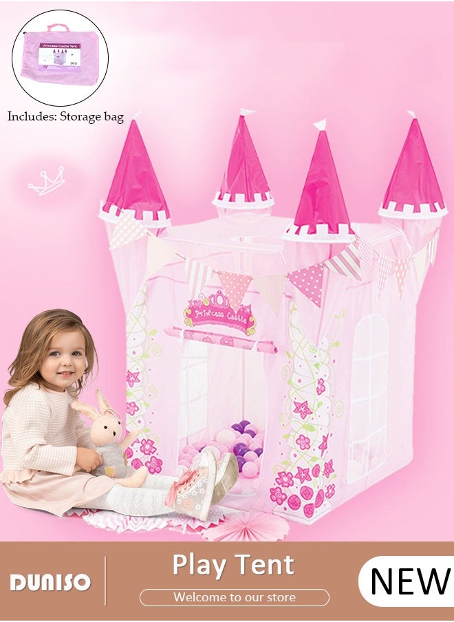 Foldable Kids Play Tent,Princess Castle Game Tent,Tent House Indoor with Windows,Washable Breathable Indoor Outdoor Play house Suitable for Toddler, Easy to Set up and Stow Away Birthday Toy Ideal Gift for Girl & Boy in Holiday & Birthday