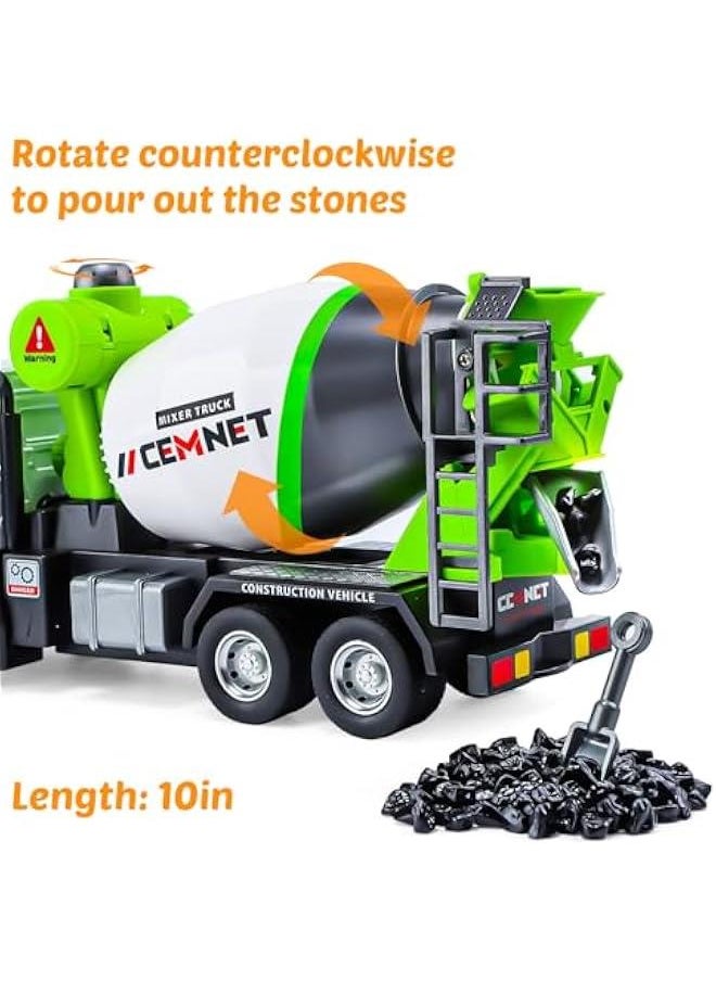 Cement Mixer Construction Toys with Sound and Light, Friction Powered Construction Truck Vehicle Toy for Toddlers, Boys and Kids