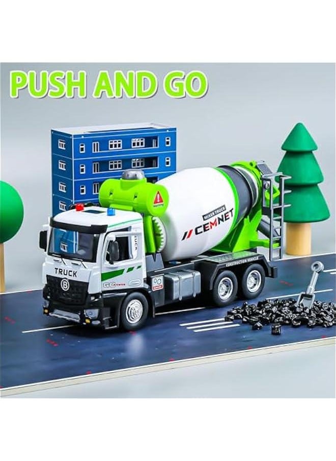 Cement Mixer Construction Toys with Sound and Light, Friction Powered Construction Truck Vehicle Toy for Toddlers, Boys and Kids