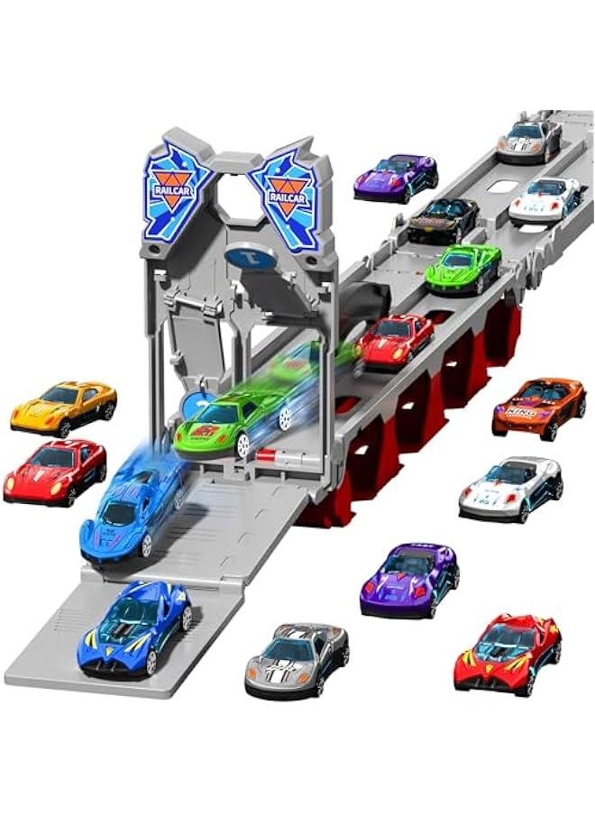 78 inches Transport Truck with 12pcs Die-Cast Cars Toys, Cars Toddler Toys Gifts for 3 4 5 6 7 Years Old Boys Girls Kids, Boys Toys Age 3-5 4-7