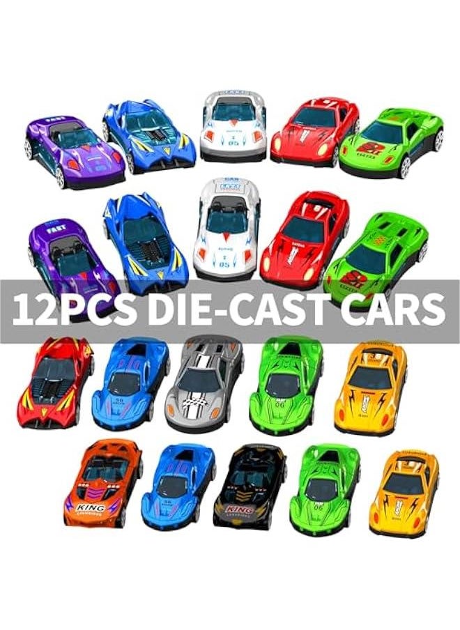 78 inches Transport Truck with 12pcs Die-Cast Cars Toys, Cars Toddler Toys Gifts for 3 4 5 6 7 Years Old Boys Girls Kids, Boys Toys Age 3-5 4-7