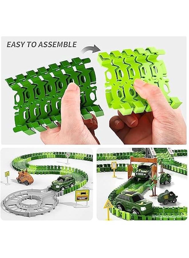 iHaHa 249 PCS Dinosaur Toys Race Car Track, Toys for Kids Toddler Boys Ages 2-4 3-5 4-6, Dinosaur Race Tracks Toys with Light, Sound & Spray, Birthday Dinosaur Toys Gifts for 2 3 4 5 Year Old Boys