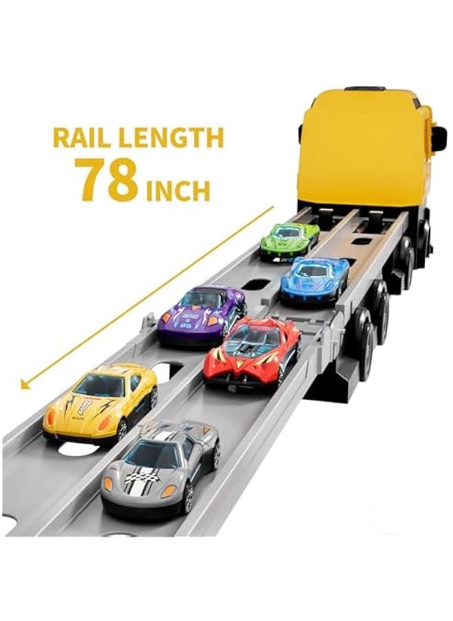 78 inches Transport Truck with 24pcs Die-Cast Cars Toys, Cars Toddler Toys Gifts for 2 3 4 5 6 7 Years Old Boys Girls Kids, Boys Toys Age 3-5 4-7