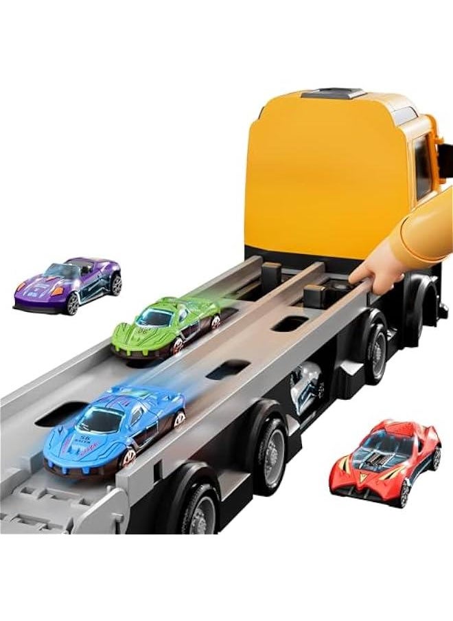 78 inches Transport Truck with 24pcs Die-Cast Cars Toys, Cars Toddler Toys Gifts for 2 3 4 5 6 7 Years Old Boys Girls Kids, Boys Toys Age 3-5 4-7