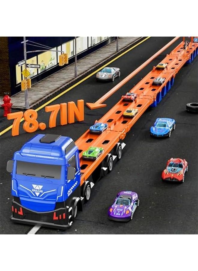 iHaHa 78 inches Transport Truck with 24pcs Die-Cast Cars Toys, Cars Toddler Toys Gifts for 2 3 4 5 6 7 Years Old Boys Girls Kids, Boys Toys Age 3-5 4-7