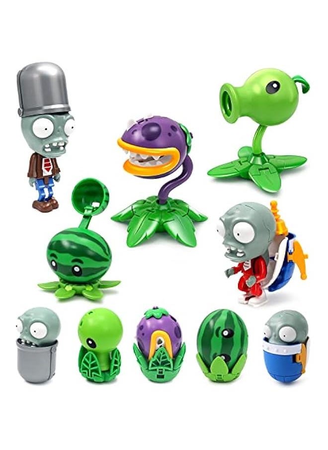 Plants and Zombies Toys vs Egg Transformation Series Assembled Toys Action Figures Set Gift Game Fan Party Birthday Gifts Zombie PVZ Toys Figurines for Boys Girls