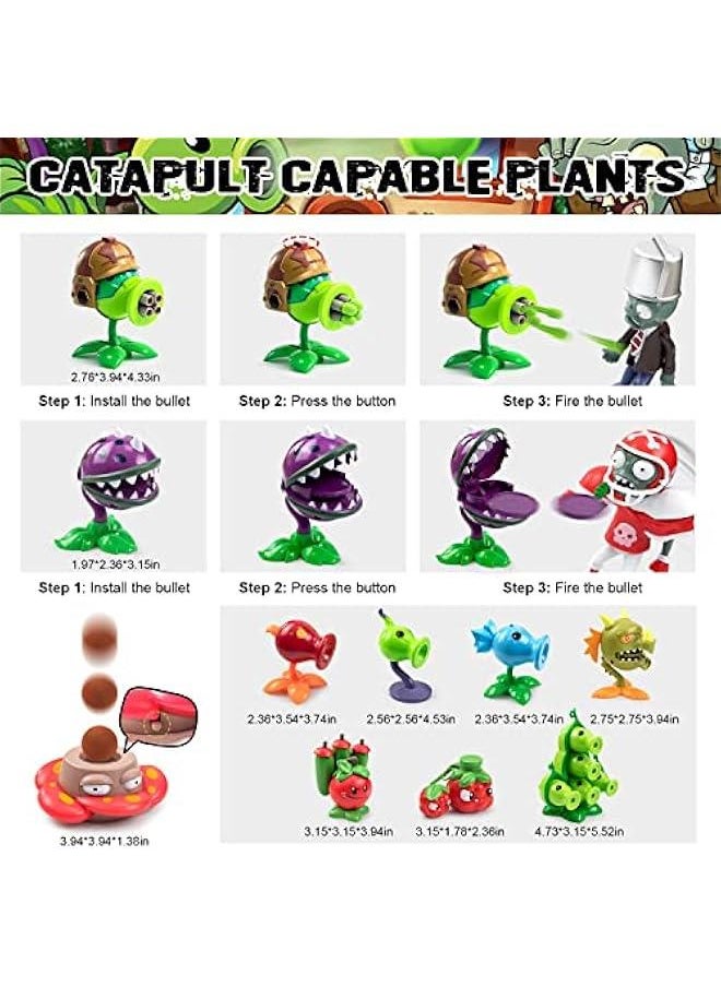 Plants and Zombies vs Toys 21pcs PVZ Action Figures Set Great Gifts for Kids and Fans,Birthday and Party -with Waterproof Battlefield Map