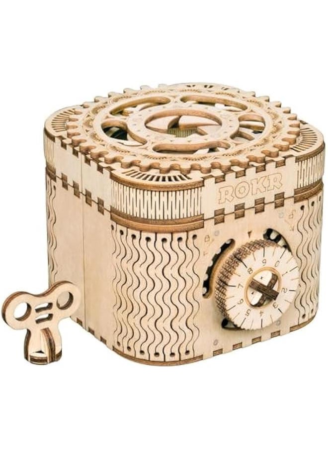 3D Wooden Puzzle Mechanical Treasure Box Model DIY Brain Teaser Projects for Adult Kid Age 14+