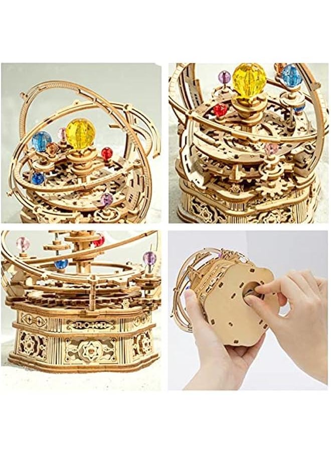 3D Puzzles for Adults Orrery Music Box Wooden Model Building Set, DIY Wood Craft Kit Solar System Kit STEM Toys Gifts for Teens Boys/Girls Hobbies for Man/Woman