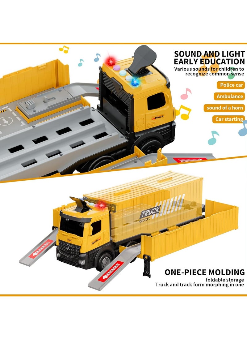 Construction Toys Truck Crane for Kids Truck Race Track Kids Toy Eject Car Set Excavator Bulldozer Dump Trucks Cement Truck Vehicle Birthday 2+ 3 4 5 6 7 8 Years Old Boy Girl Gift