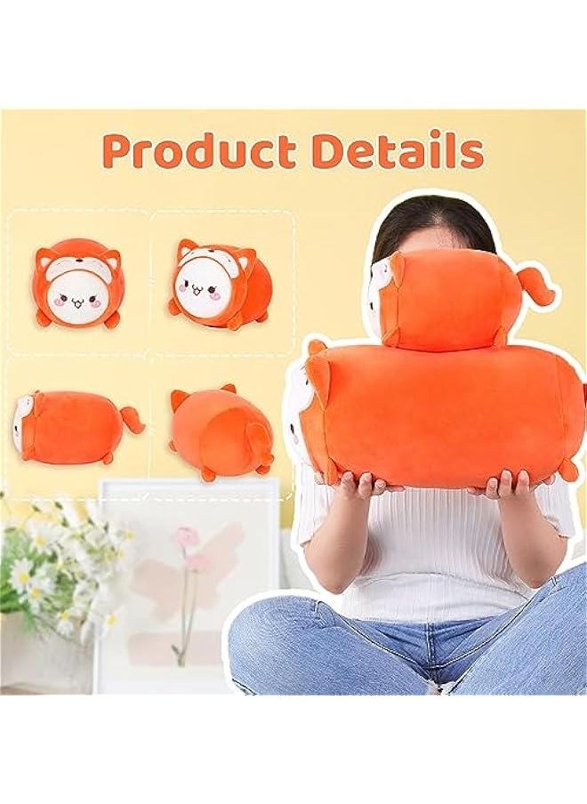 Cute Cat Fox Plush Pillow 8” Kitten Foxes Stuffed Animal, Soft Kawaii Cat Plushie with Fox Outfit Costume, Hugging Plush Squishy Pillow Toy Gifts for Kids