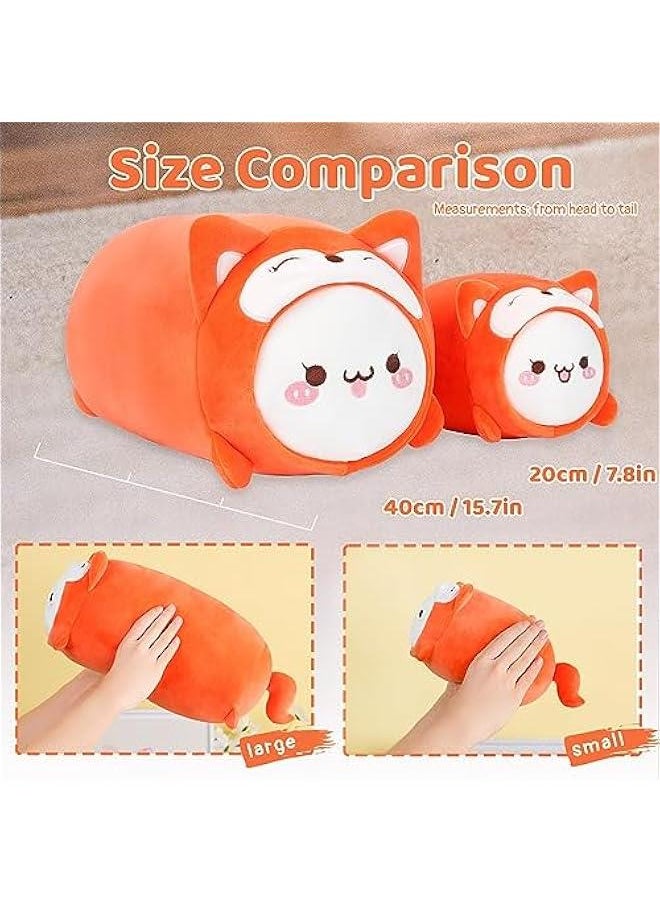 Cute Cat Fox Plush Pillow 8” Kitten Foxes Stuffed Animal, Soft Kawaii Cat Plushie with Fox Outfit Costume, Hugging Plush Squishy Pillow Toy Gifts for Kids