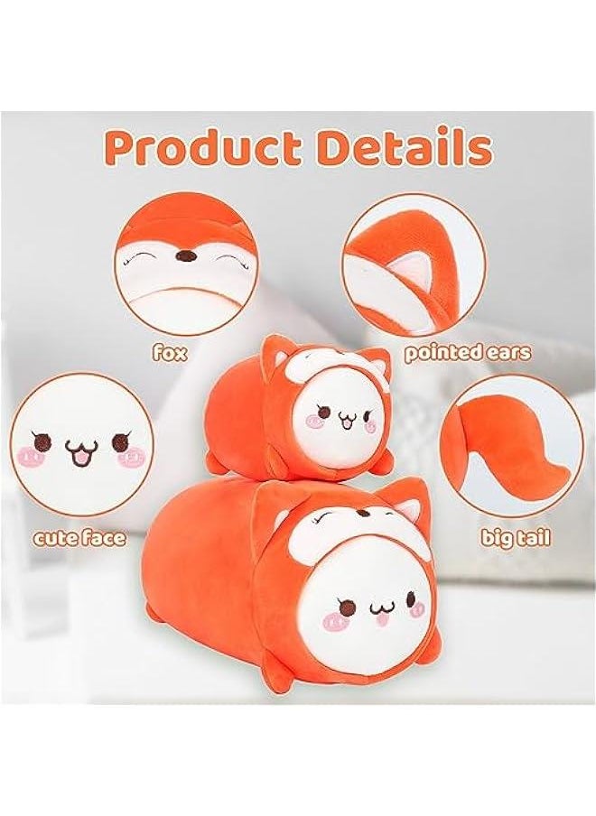 Cute Cat Fox Plush Pillow 8” Kitten Foxes Stuffed Animal, Soft Kawaii Cat Plushie with Fox Outfit Costume, Hugging Plush Squishy Pillow Toy Gifts for Kids