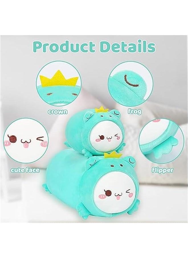 Cute Cat Frog Plush Pillow 8” Kitten Froggy Stuffed Animal, Soft Kawaii Cat Plushie with Frog Outfit Costume, Hugging Plush Squishy Pillow Toy Gifts for Kids