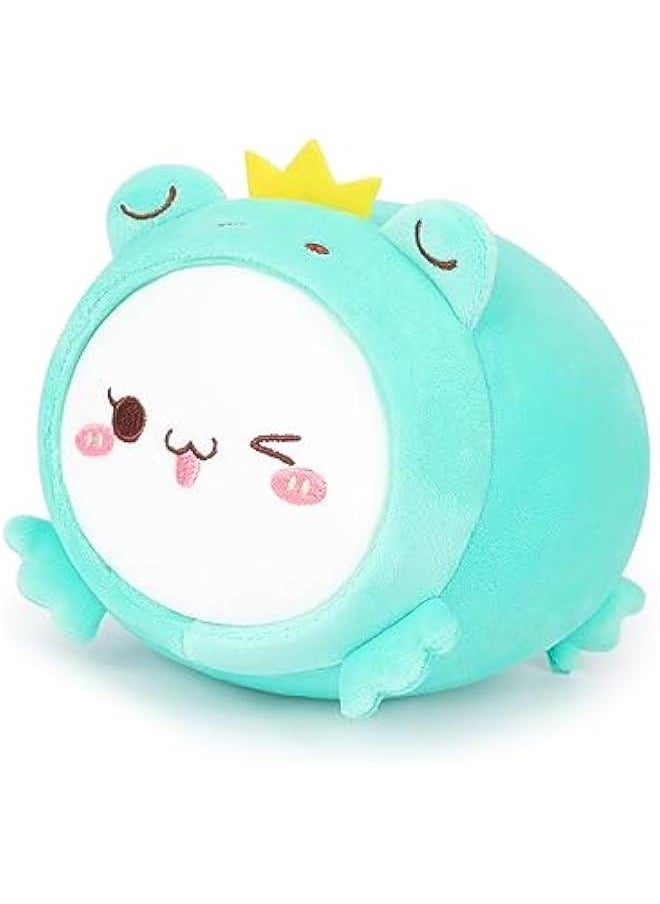 Cute Cat Frog Plush Pillow 8” Kitten Froggy Stuffed Animal, Soft Kawaii Cat Plushie with Frog Outfit Costume, Hugging Plush Squishy Pillow Toy Gifts for Kids