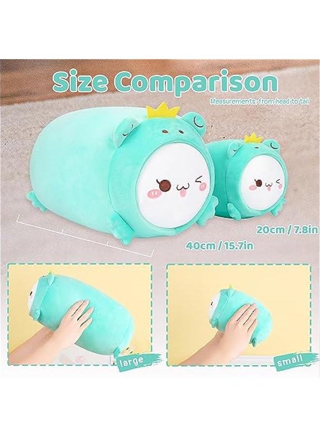 Cute Cat Frog Plush Pillow 8” Kitten Froggy Stuffed Animal, Soft Kawaii Cat Plushie with Frog Outfit Costume, Hugging Plush Squishy Pillow Toy Gifts for Kids