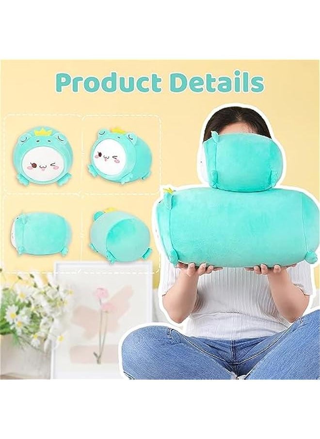 Cute Cat Frog Plush Pillow 8” Kitten Froggy Stuffed Animal, Soft Kawaii Cat Plushie with Frog Outfit Costume, Hugging Plush Squishy Pillow Toy Gifts for Kids