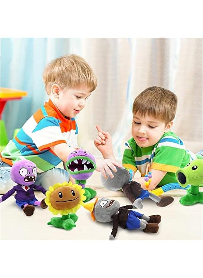 6pcs Plants and Zombies Plush vs Toys Sets PVZ Plush Stuffed Toys Soft Figure Doll Great Birthday Gifts for Boys and Girls