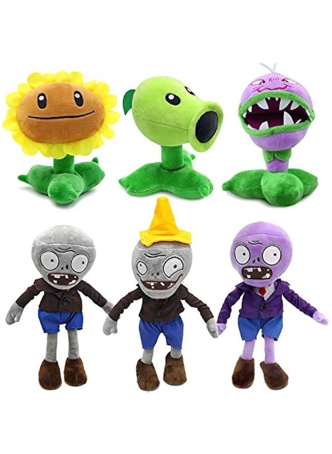 6pcs Plants and Zombies Plush vs Toys Sets PVZ Plush Stuffed Toys Soft Figure Doll Great Birthday Gifts for Boys and Girls