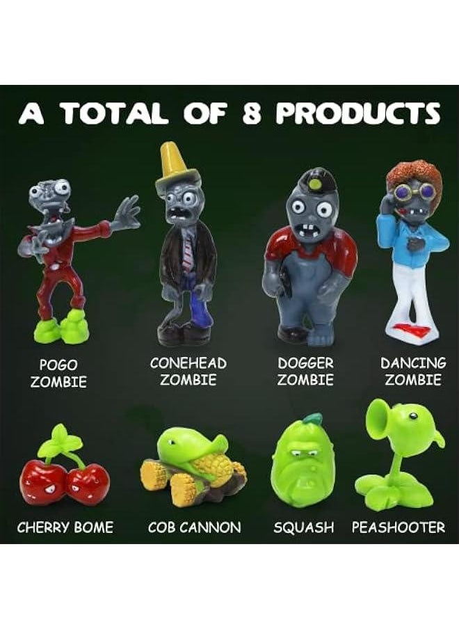 8pcs Plants and Zombies PVC Toys vs Plush, Action Figures Set Toy Great Gifts for Kids and Fans,Birthday and Party