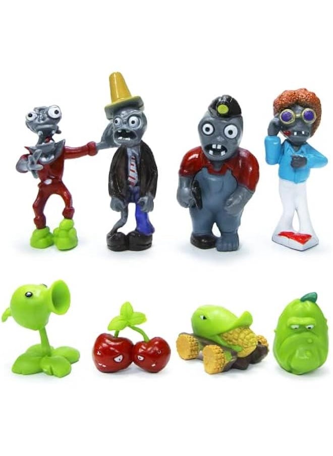 8pcs Plants and Zombies PVC Toys vs Plush, Action Figures Set Toy Great Gifts for Kids and Fans,Birthday and Party