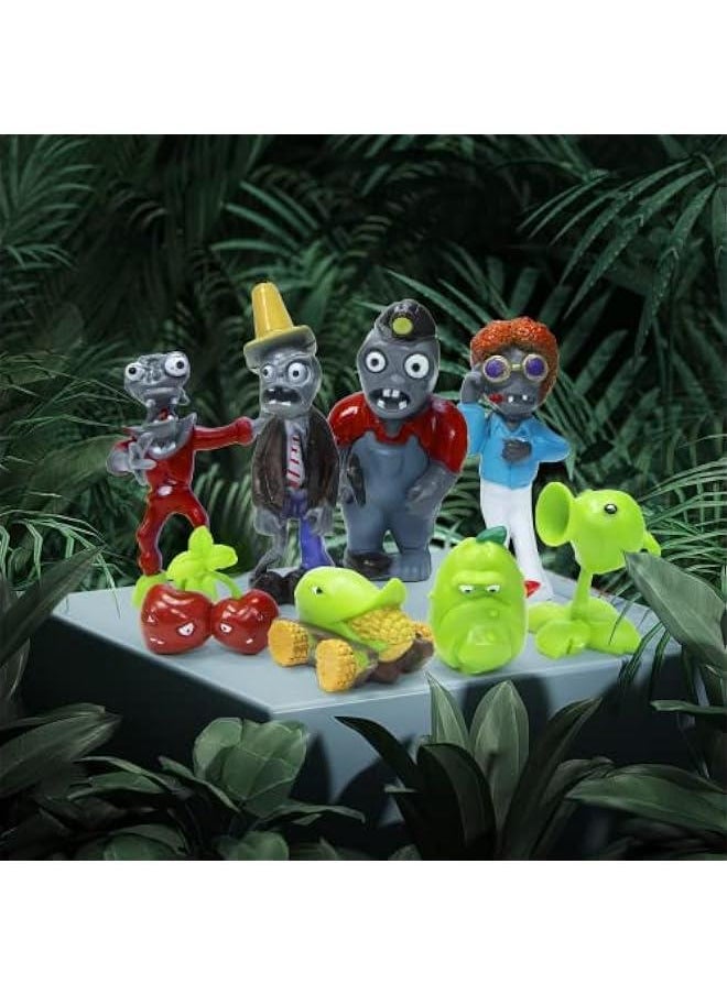 8pcs Plants and Zombies PVC Toys vs Plush, Action Figures Set Toy Great Gifts for Kids and Fans,Birthday and Party