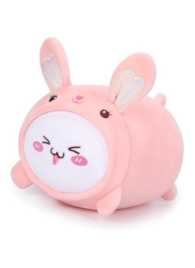 Cute Cat Rabbit Plush Pillow 15.7” Kitten Bunny Stuffed Animal, Soft Kawaii Cat Plushie with Rabbit Outfit Costume, Hugging Plush Squishy Pillow Toy Gifts for Kids