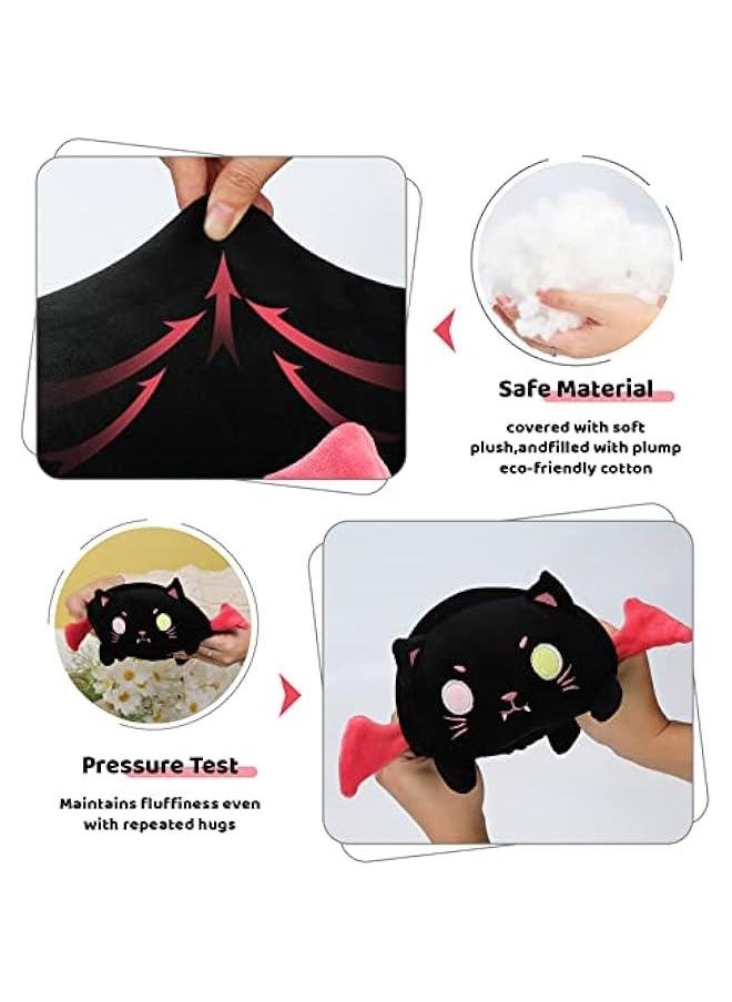 Cute Black Cat Plush Pillow 15.7 Black Kitten Stuffed Animal with Luminous Eyes, Fat Soft Kawaii Plushies Hugging Plush Squishy Pillow Toy Gifts for Kids Bedding Sleeping