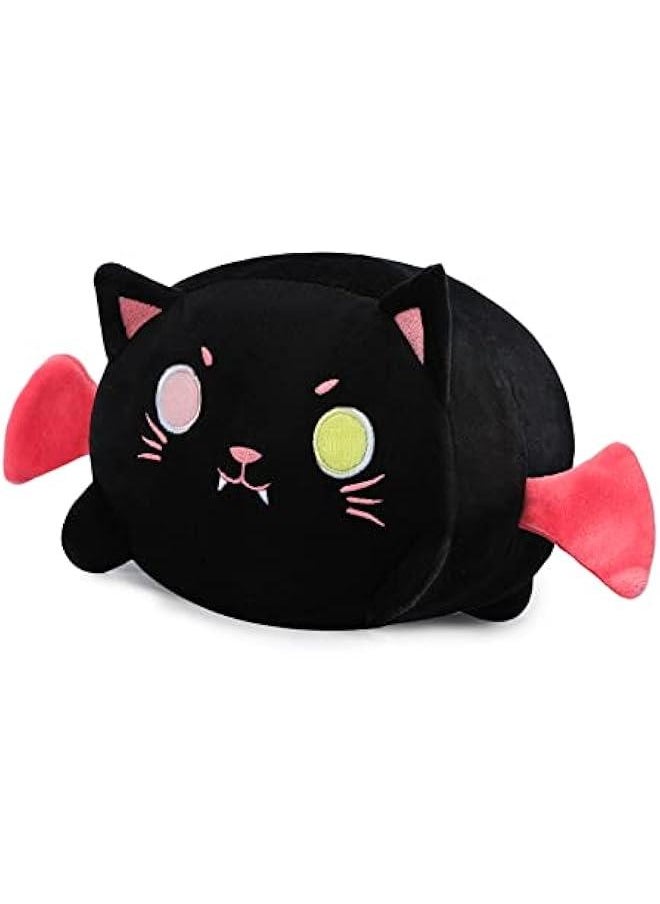 Cute Black Cat Plush Pillow 15.7 Black Kitten Stuffed Animal with Luminous Eyes, Fat Soft Kawaii Plushies Hugging Plush Squishy Pillow Toy Gifts for Kids Bedding Sleeping