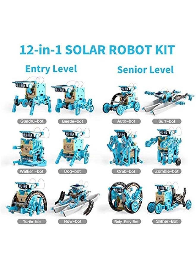 12-in-1 STEM Solar Robot Kit Toys Gifts for Kids 8 9 10 11 12 13 Years Old, Educational Building Science Experiment Set Birthday for Kids Boys Girls