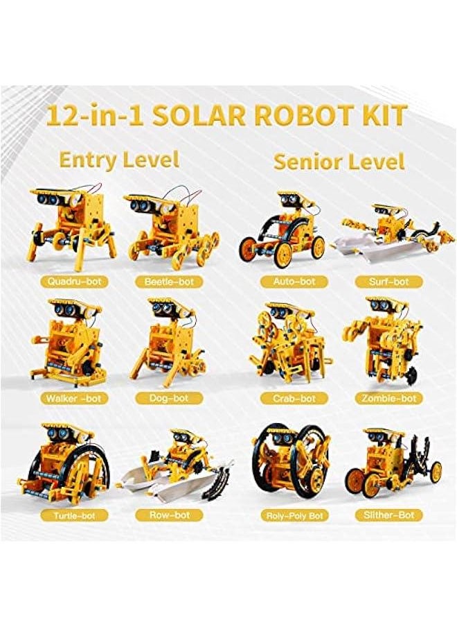 12-in-1 STEM Solar Robot Kit Toys Gifts for 8 9 10 11 12 13 Year Old Kids Boys Girls, Robot Building Education Science STEM Project Toys Kit Gifts for Kids Boys, Solar Powered by The Sun