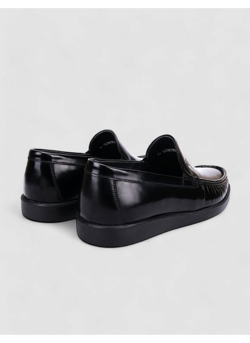 100% Genuine Leather Black Open Men's Casual Shoes