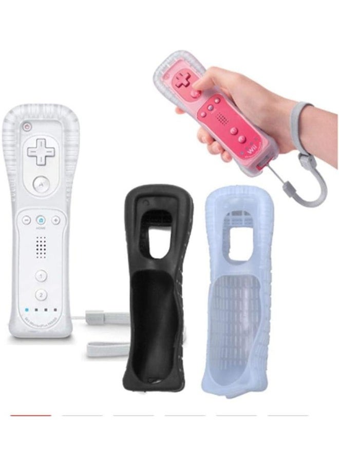 Silicone Protective Case and Wrist Strap Compatible for Wii Remote Controller (Black)