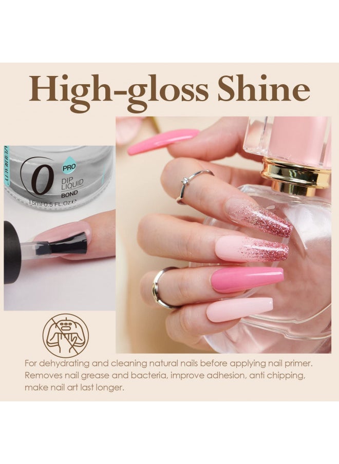 Dip Powder Liquid Set 15ml/0.5oz Nail Repair Cuticle Oil 2 In 1 Dip Powder Base Top Coat With Activator, Bond, Cuticle Care For Dipping Powder Nail Kit, No Need Nail Lamp