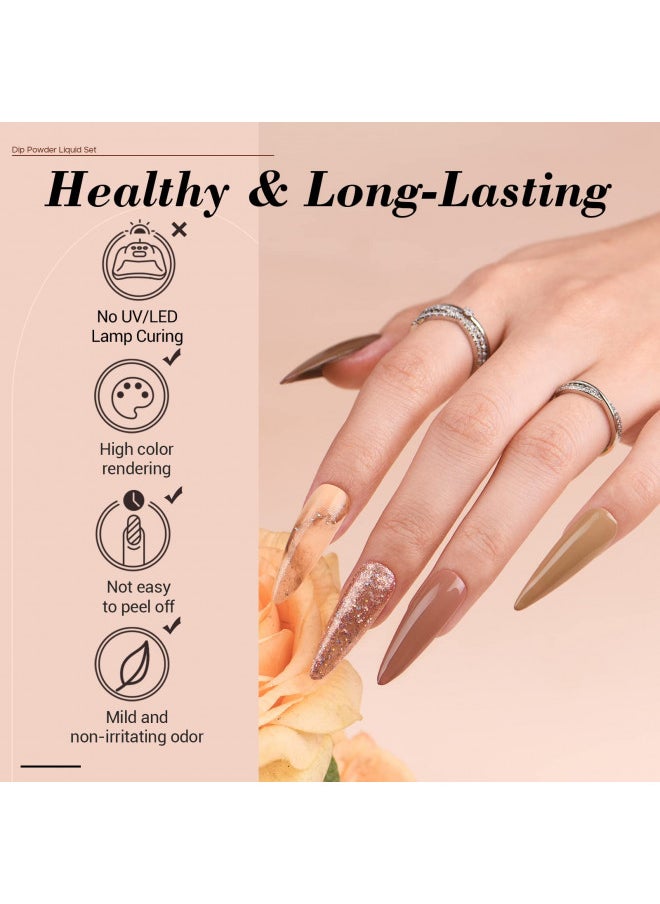 Dip Powder Liquid Set 15ml/0.5oz Nail Repair Cuticle Oil 2 In 1 Dip Powder Base Top Coat With Activator, Bond, Cuticle Care For Dipping Powder Nail Kit, No Need Nail Lamp