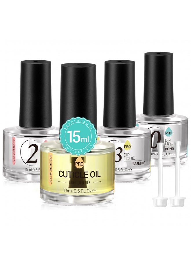 Dip Powder Liquid Set 15ml/0.5oz Nail Repair Cuticle Oil 2 In 1 Dip Powder Base Top Coat With Activator, Bond, Cuticle Care For Dipping Powder Nail Kit, No Need Nail Lamp