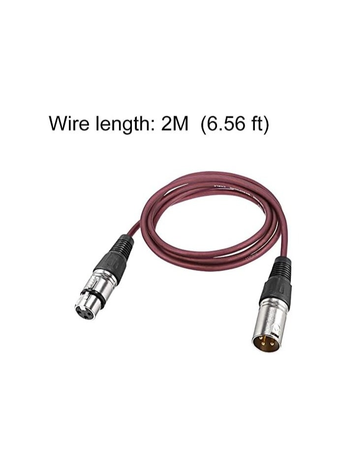 XLR Male to XLR Female Cable Line for Microphone Video Camera Sound Card Mixer Silver Tone XLR Brown Line 2M 6.56ft