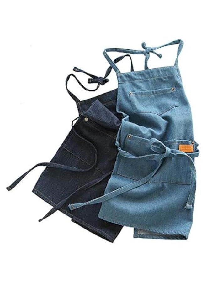 Denim Matching Apron for Kids and Adults, Children Age 4-7 9-12, Cooking Gardening Painting BBQ…